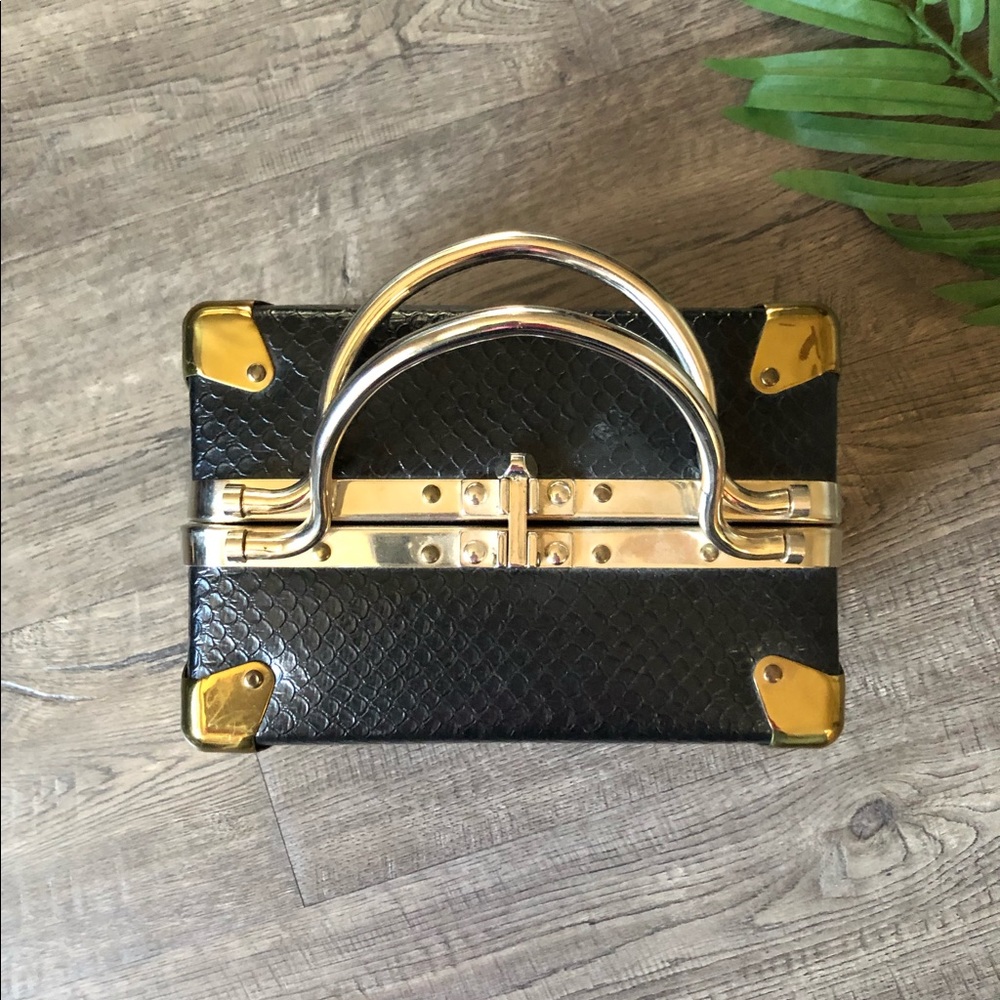 Vintage Black Train Case Box Case Purse 1960’s